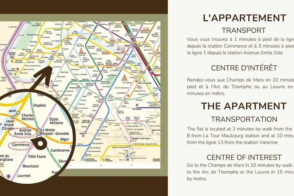Apartament 0#appart 4pers#1 Bedroom#paris 15#commerce#ac